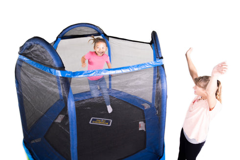 Bounce Pro 7-Foot My First Trampoline Hexagon (Ages 3-10) for Kids, Blue/Green