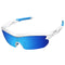 UPANBIKE Bike Cycling Sunglasses Sports Sunglasses Anti-UV400 PC Lens TR90 Unbreakable Frame Unisex Adult Goggle, Glossy White Frame/Blue Lens
