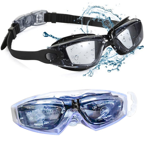 AABV Swim Goggles, Comfortable Polarized Anti-Fog Swimming Goggles for Adult(Black)