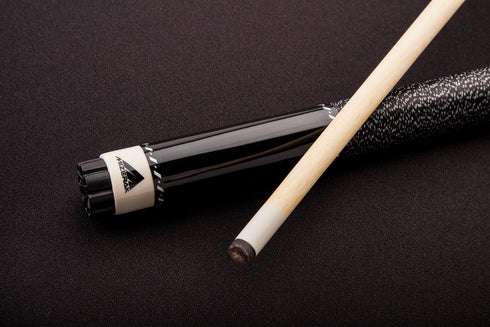 Mizerak 57" House Cue (2-Piece) with 12mm Ferrule with Leather Tip, Hardwood Construction and High Gloss Finish - Black