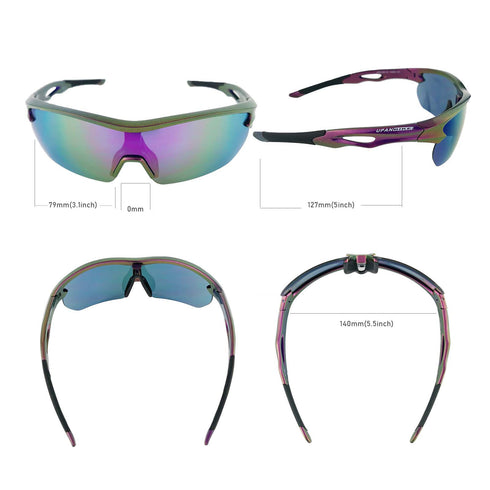 UPANBIKE Bike Cycling Sunglasses Sports Sunglasses Anti-UV400 PC Lens TR90 Unbreakable Frame Unisex Adult Goggle (Glossy Purple Frame/Black Lens)