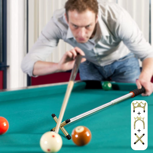 Retractable Billiards Cue Stick Bridge with 3 Pieces Removable Brass Bridge Head, Billiards Pool Cue Accessory for Pool Table By Aousthop