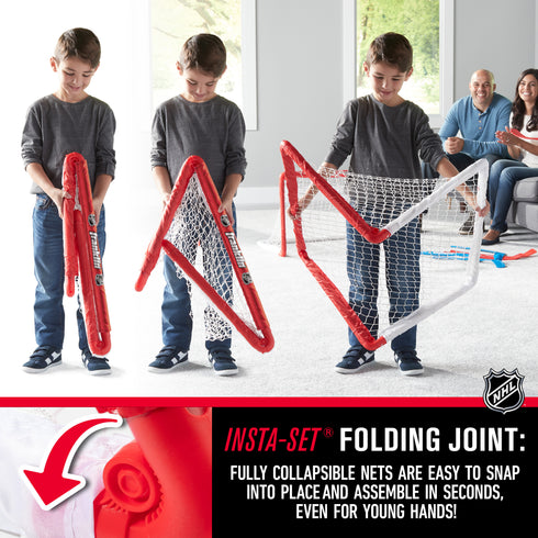 Franklin Sports Knee Hockey Goal Set of 2 - Mini Hockey Set for Kids - Player and Goalie Sticks Included