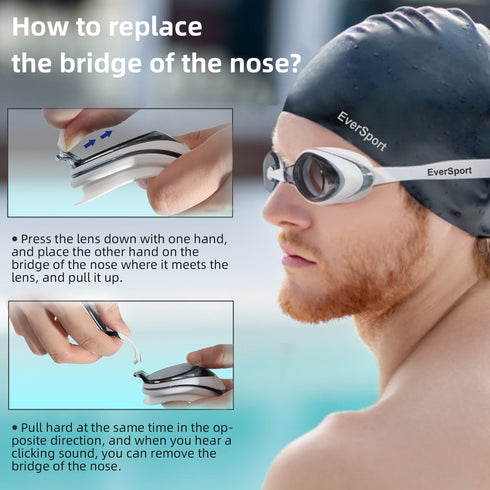 Eversport Swim Goggle for Adult Youth Swimming Goggles Anti-Fog No Leak Water Pool Glasses with 3 Nose Pieces