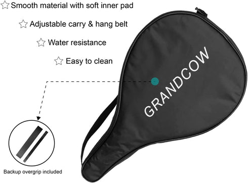 GRANDCOW Tennis Paddle Racket Padel Carbon Fiber Surface with EVA Memory Flex Foam Core