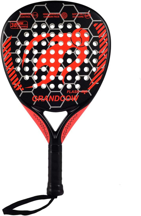 GRANDCOW Tennis Paddle Racket Padel Carbon Fiber Surface with EVA Memory Flex Foam Core