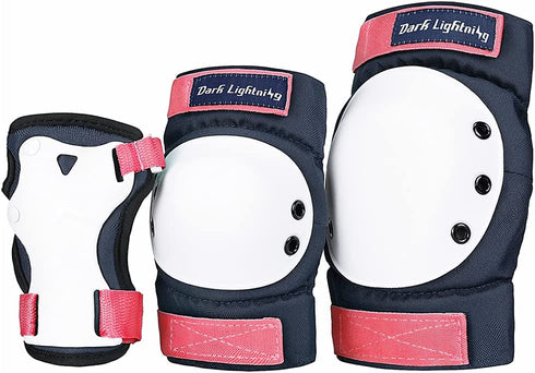 Dark Lightning Adult/Youth/Junior Knee Pads Elbow Pads Wrist Guards 3 in 1 Protective Gear