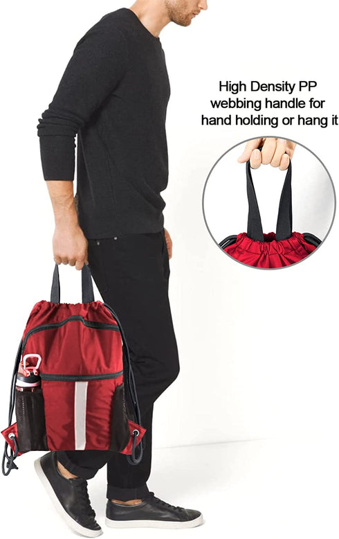 BeeGreen Drawstring Backpack Bag with Shoe Compartment String Cinch Sackpack for Unisex