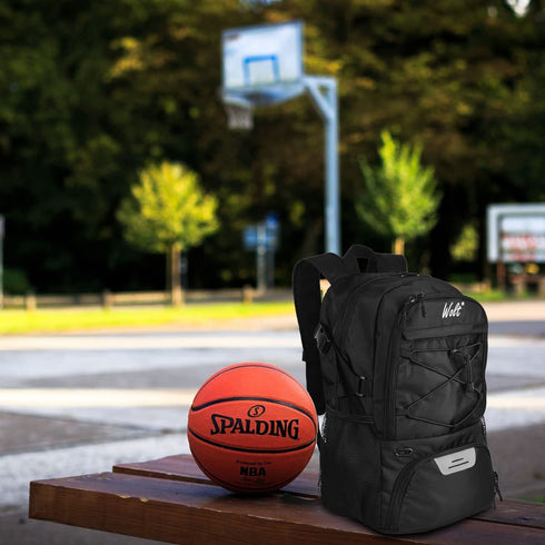 WOLT | Basketball Backpack Large Sports Bag with Separate Ball holder & Shoes compartment, Best for Basketball, Soccer, Volleyball, Swim, Gym, Travel