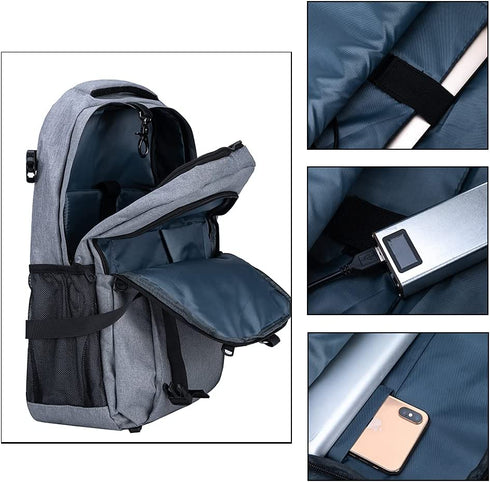 Widfre Basketball Backpack with USB Charging Port, Durable Men's Laptop Backpack for Outdoor with Ball Compartment (Gray)