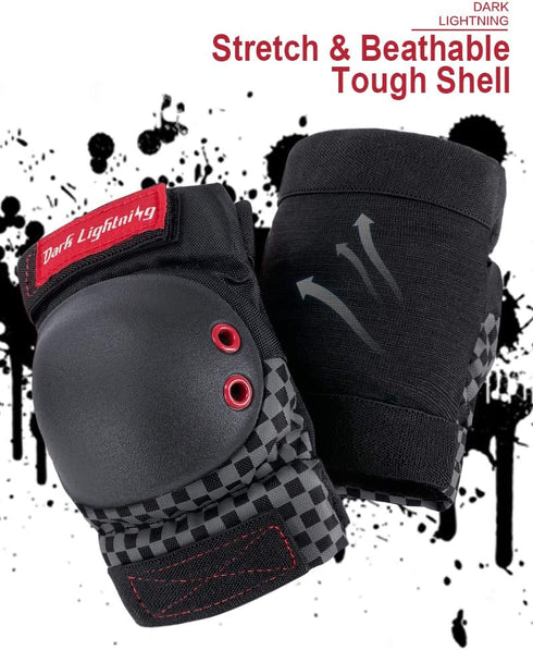 Dark Lightning Adult/Youth/Junior Knee Pads Elbow Pads Wrist Guards 3 in 1 Protective Gear
