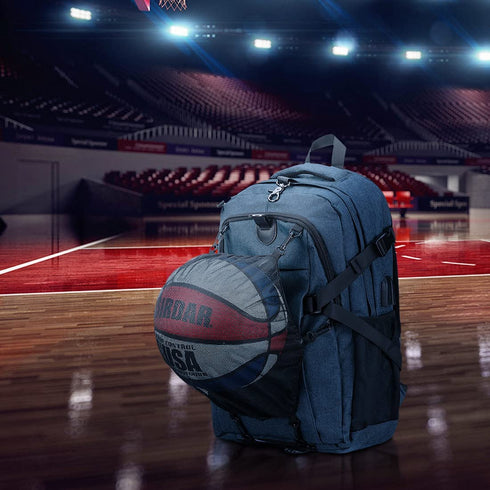 Widfre Basketball Backpack with USB Charging Port, Durable Men's Laptop Backpack for Outdoor with Ball Compartment (Gray)