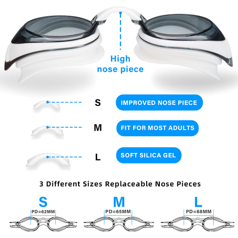 Eversport Swim Goggle for Adult Youth Swimming Goggles Anti-Fog No Leak Water Pool Glasses with 3 Nose Pieces