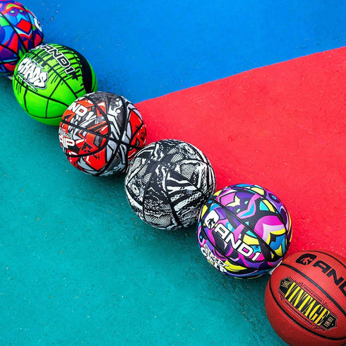 AND1 Graffiti Printed Rubber Basketball, Volt & Black, 27.5"