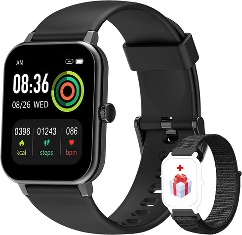 IOWODO Smart Watch Fitness Tracker 1.69'' HD Touch Screen with Heart Rate Monitor & Sleep Tracking,Temperature Detecting IP68 Waterproof Smartwatch