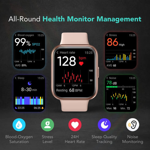 SKG Smartwatch with Alexa Built-in & Bluetooth,1.69" Fitness Tracker with IP68 Waterproof, 60+ Sports, Heart Rate SpO2 Monitor, V7 Pro