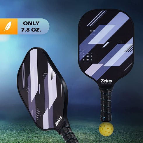 ZELUS Pickleball Paddles Set of 2, Pickleball Set with Carbon Fiber Paddles and 4 Indoor Outdoor Pickleball Balls