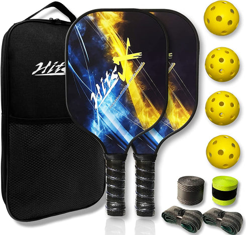 HitsX Pickleball Paddles, Graphite Pickleball Paddles Set of 2 Pickleball Racquet 4 Balls 1 Portable Bag