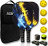 HitsX Pickleball Paddles, Graphite Pickleball Paddles Set of 2 Pickleball Racquet 4 Balls 1 Portable Bag