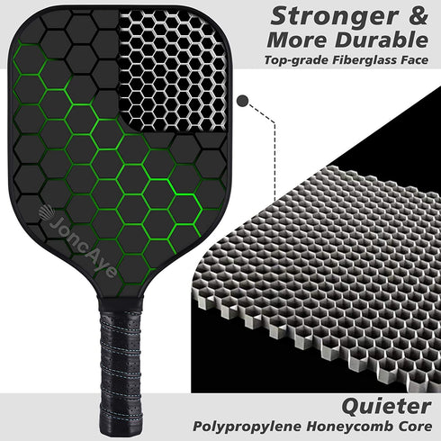 Pickleball-Set of 2, JoncAye Pickleball-Paddles Set with 4 Balls, Paddle Bag, Ball Bag, Ball Retriever