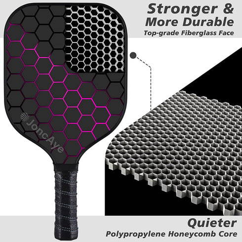 Pickleball-Set of 2, JoncAye Pickleball-Paddles Set with 4 Balls, Paddle Bag, Ball Bag, Ball Retriever