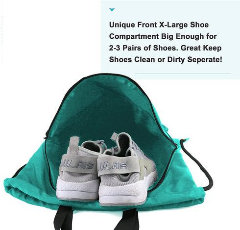 BeeGreen Drawstring Backpack Bag with Shoe Compartment String Cinch Sackpack for Unisex