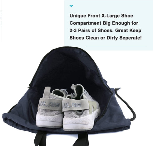 BeeGreen Drawstring Backpack Bag with Shoe Compartment String Cinch Sackpack for Unisex