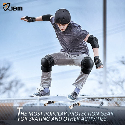 JBM Adult/Child Knee Pads Elbow Pads Wrist Guards 3 in 1 Protective Gear Set for Multi Sports Skateboarding Inline Roller Skating Cycling