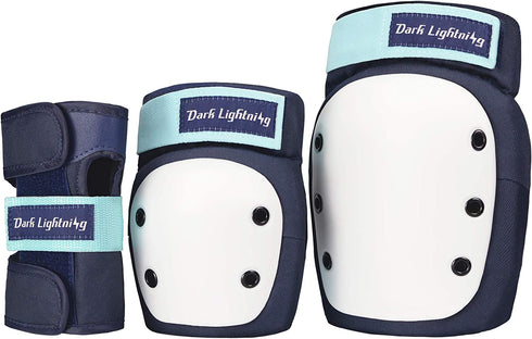 Dark Lightning Adult/Youth/Junior Knee Pads Elbow Pads Wrist Guards 3 in 1 Protective Gear