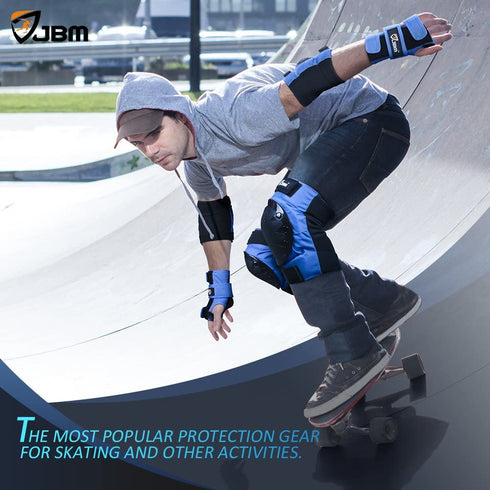 JBM Adult/Child Knee Pads Elbow Pads Wrist Guards 3 in 1 Protective Gear Set for Multi Sports Skateboarding Inline Roller Skating Cycling