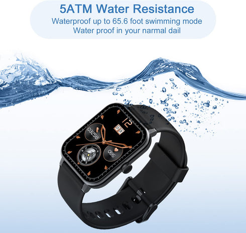 IOWODO Smart Watch Fitness Tracker 1.69'' HD Touch Screen with Heart Rate Monitor & Sleep Tracking,Temperature Detecting IP68 Waterproof Smartwatch
