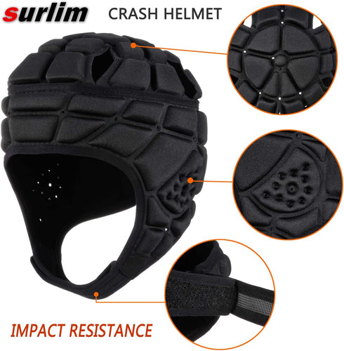 surlim Rugby Soft Helmet Soccer Headgear Scrum Cap 7v7 Flag Football Headguard,XL