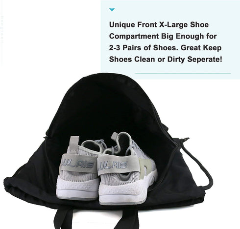 BeeGreen Drawstring Backpack Bag with Shoe Compartment String Cinch Sackpack for Unisex