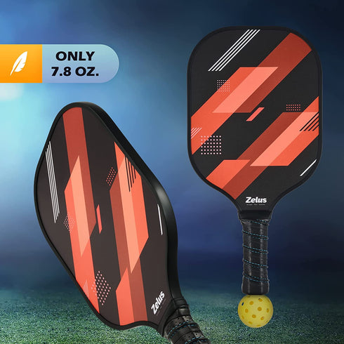 ZELUS Pickleball Paddles Set of 2, Pickleball Set with Carbon Fiber Paddles and 4 Indoor Outdoor Pickleball Balls