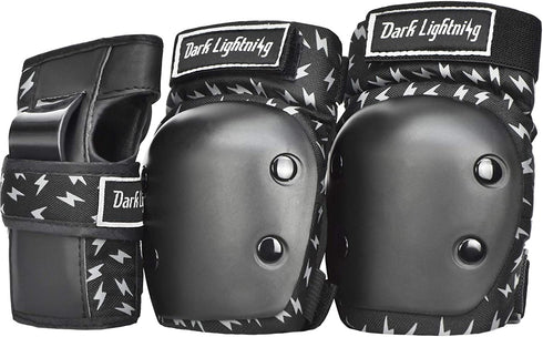 Dark Lightning Adult/Youth/Junior Knee Pads Elbow Pads Wrist Guards 3 in 1 Protective Gear