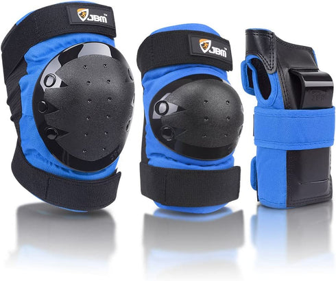 JBM Adult/Child Knee Pads Elbow Pads Wrist Guards 3 in 1 Protective Gear Set for Multi Sports Skateboarding Inline Roller Skating Cycling