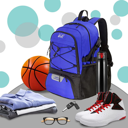 WOLT | Basketball Backpack Large Sports Bag with Separate Ball holder & Shoes compartment, Best for Basketball, Soccer, Volleyball, Swim, Gym, Travel