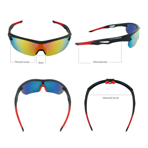 UPANBIKE Bike Cycling Sunglasses Sports Sunglasses Anti-UV400 PC Lens TR90 Unbreakable Frame Unisex Adult Goggle, Matte Black Frame/Red Lens