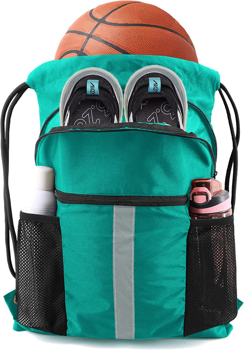 BeeGreen Drawstring Backpack Bag with Shoe Compartment String Cinch Sackpack for Unisex