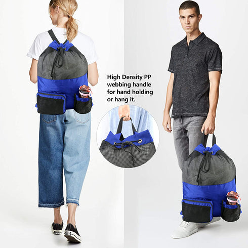 BeeGreen Beach Bag Folding Into Pouch Boxing Equipment Mesh Backpack Drawstring Backpack for Kids Swimming Pool Sports