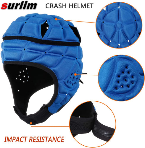 surlim Rugby Soft Helmet Soccer Headgear Scrum Cap 7v7 Flag Football Headguard,XL