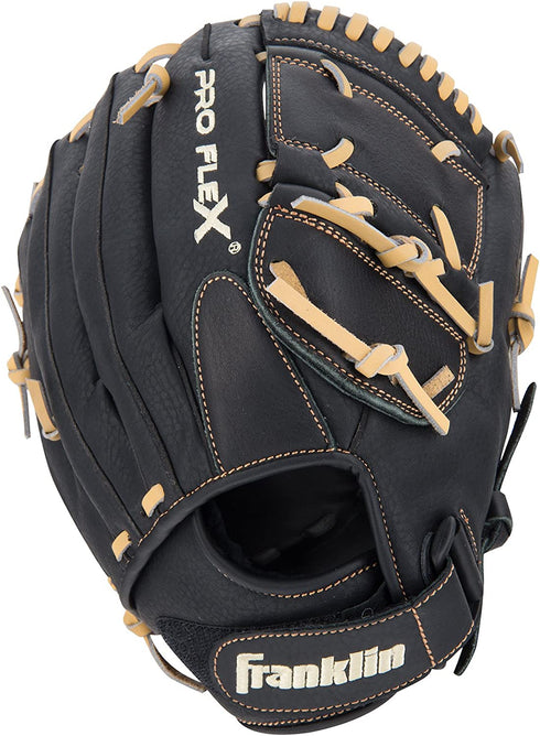 Franklin Sports ProFlex Baseball Softball Glove - Baseball + Fastpitch Softball Outfield Mitt - Left Handed Throw