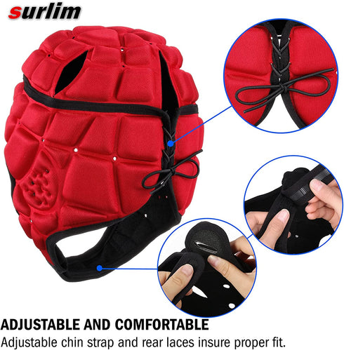 surlim Rugby Soft Helmet Soccer Headgear Scrum Cap 7v7 Flag Football Headguard,XL