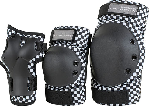 Dark Lightning Adult/Youth/Junior Knee Pads Elbow Pads Wrist Guards 3 in 1 Protective Gear