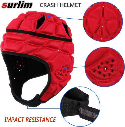 surlim Rugby Soft Helmet Soccer Headgear Scrum Cap 7v7 Flag Football Headguard,XL