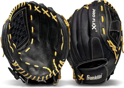 Franklin Sports ProFlex Baseball Softball Glove - Baseball + Fastpitch Softball Outfield Mitt - Left Handed Throw