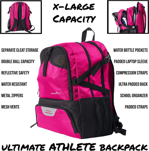 Athletico National Soccer Bag - Backpack for Soccer, Basketball & Football Includes Separate Cleat and Ball Holder