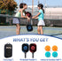 PHYSIZZ Pickleball Paddles Set of 2, Lightweight Graphite Surface Honeycomb Core Pickleball Rackets with 4 Pickleball Balls