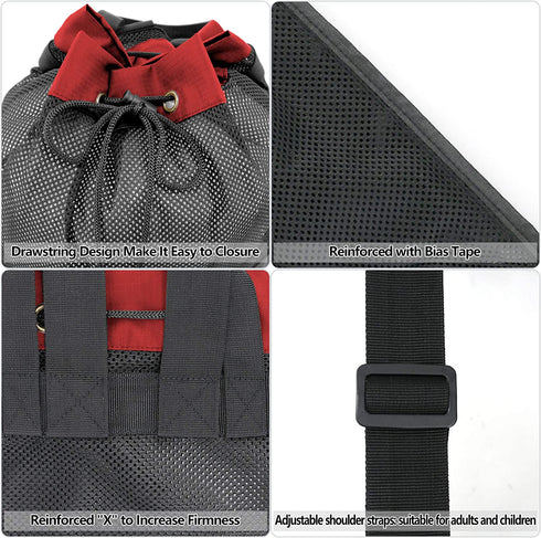 BeeGreen Beach Bag Folding Into Pouch Boxing Equipment Mesh Backpack Drawstring Backpack for Kids Swimming Pool Sports