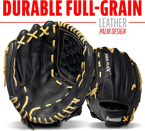 Franklin Sports ProFlex Baseball Softball Glove - Baseball + Fastpitch Softball Outfield Mitt - Left Handed Throw